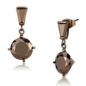 coffee tone cubic zirconia drop earrings brass finish