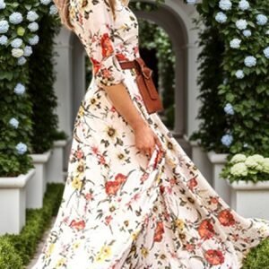floral maxi dress for women with flowing silhouette