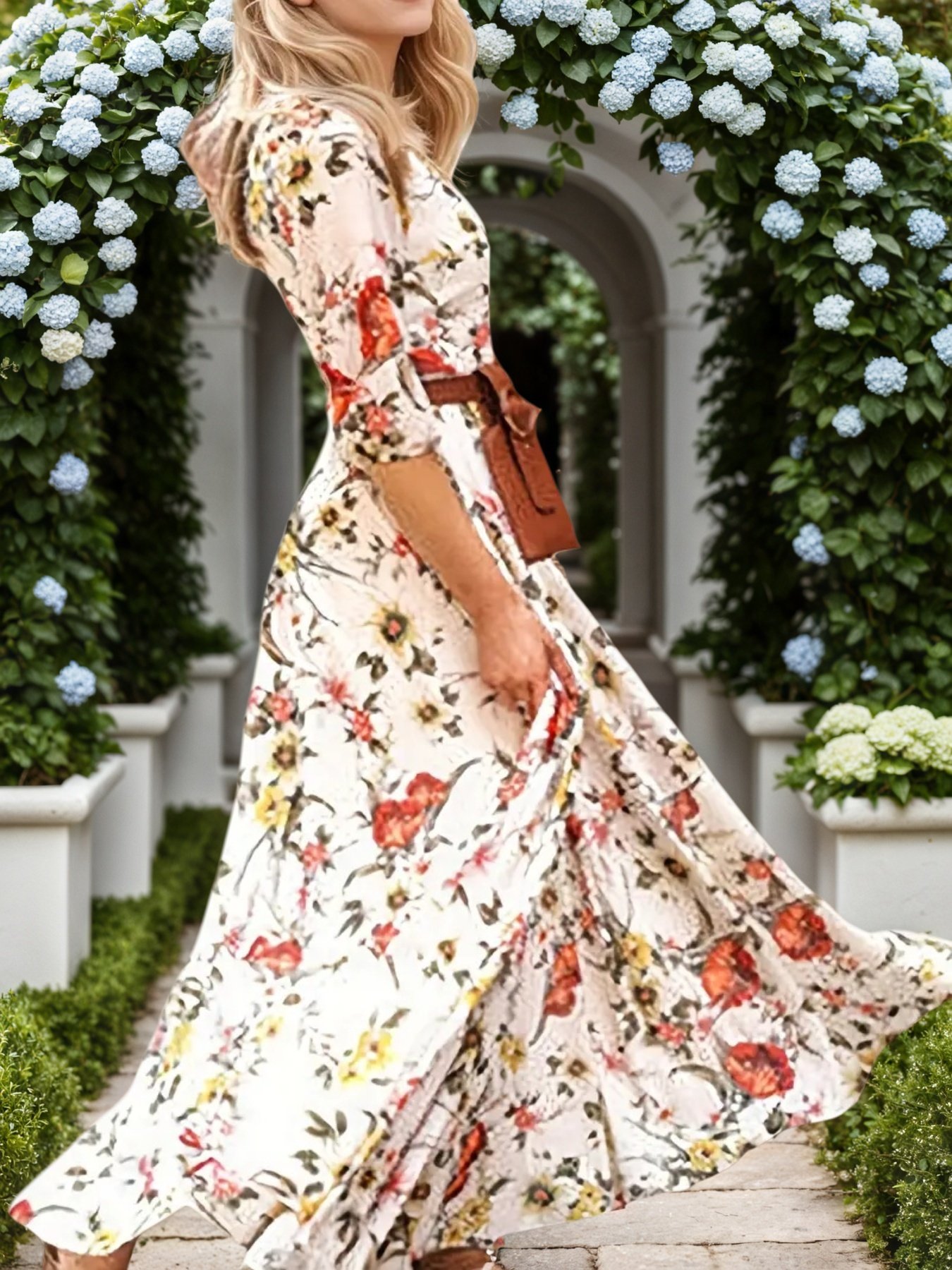 floral maxi dress for women with flowing silhouette