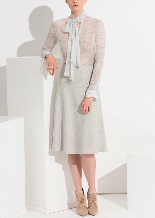 High-Waisted Wool Midi Skirt - Image 3