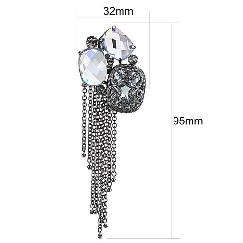 TIN Cobalt Black Drop Earrings with AAA CZ - Image 2