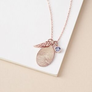 personalized fingerprint necklace with birthstone