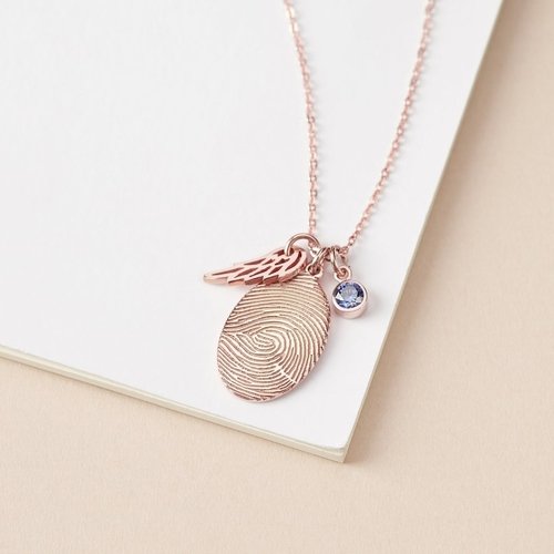 personalized fingerprint necklace with birthstone