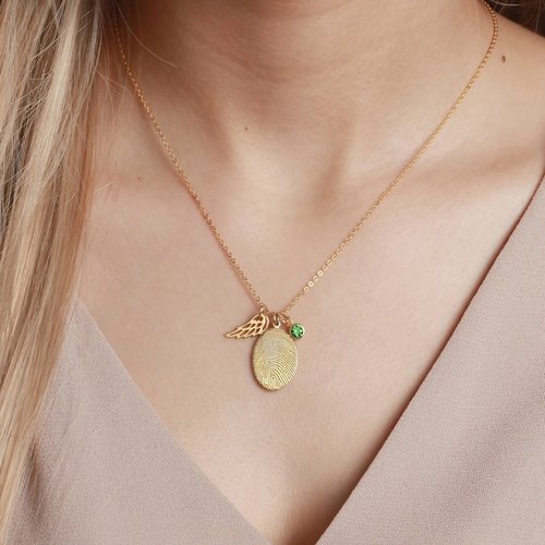 personalized fingerprint necklace with birthstone