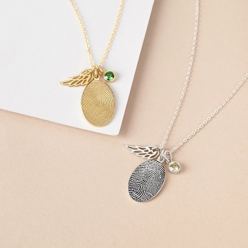 personalized fingerprint necklace with birthstone