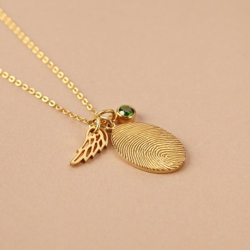 personalized fingerprint necklace with birthstone