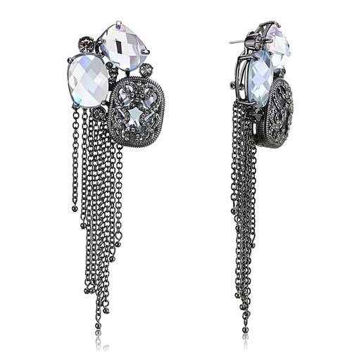 tin cobalt black drop earrings with aaa cubic zirconia