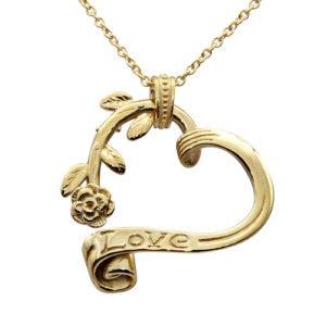 Vintage rose heart necklace