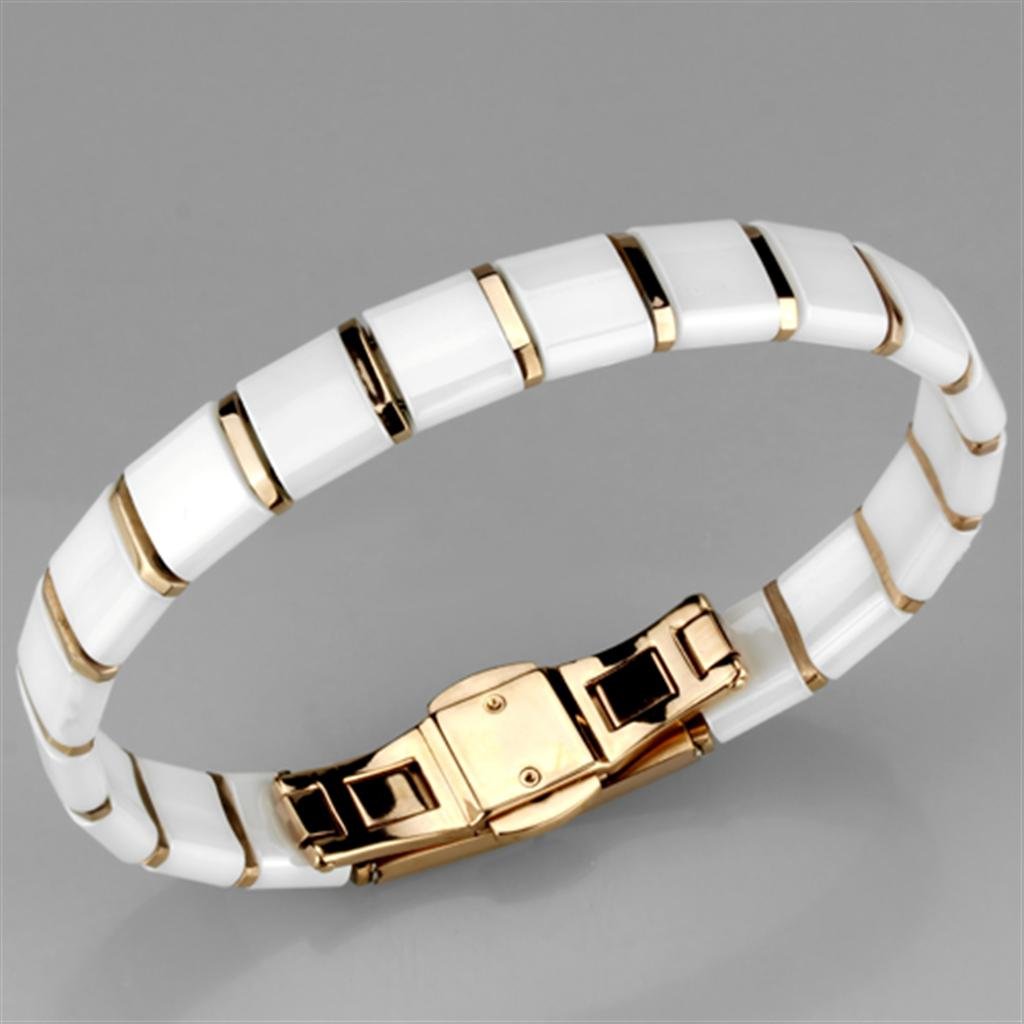 White Ceramic Rose Gold Bracelet - Image 2