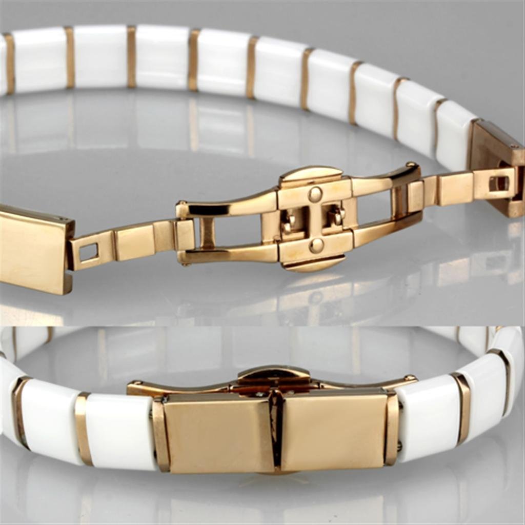 White Ceramic Rose Gold Bracelet - Image 4