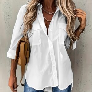 women’s casual button shirt with pocket