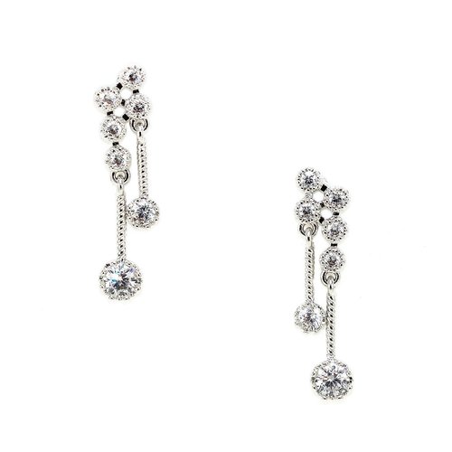 cluster drop earrings with white gold plating and crystal details