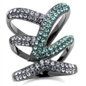 crystal black stainless steel ring