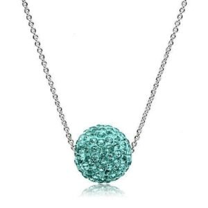 Sea blue crystal necklace with sphere pendant